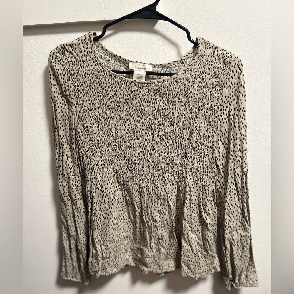 Urban Republic Gray and White Smocked 3/4 Sleeve Blouse